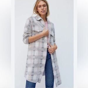 Anthropologie Pilcro Plaid Eliza Shacket Jacket Eyelash Pastel Checkered Size XS